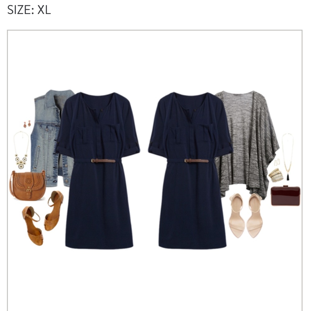Navy Belted Shirt Dress